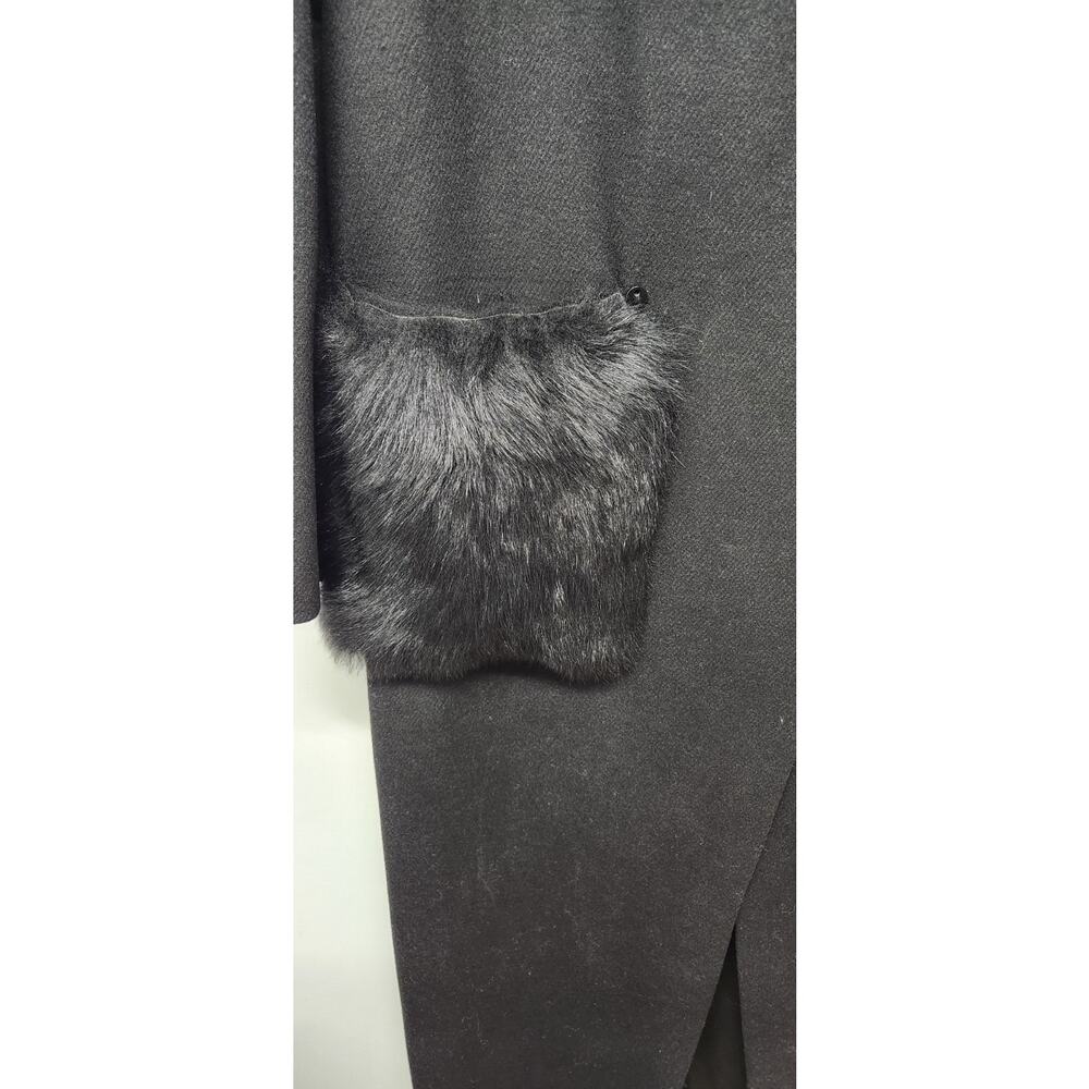 Kobi Halperin Women's Channing Genuine Shearling Trim Black Wool Blend Coat, Sm - Picture 4 of 15
